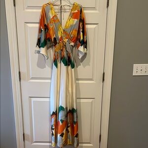 Multicolor V-Neck Maxi Dress